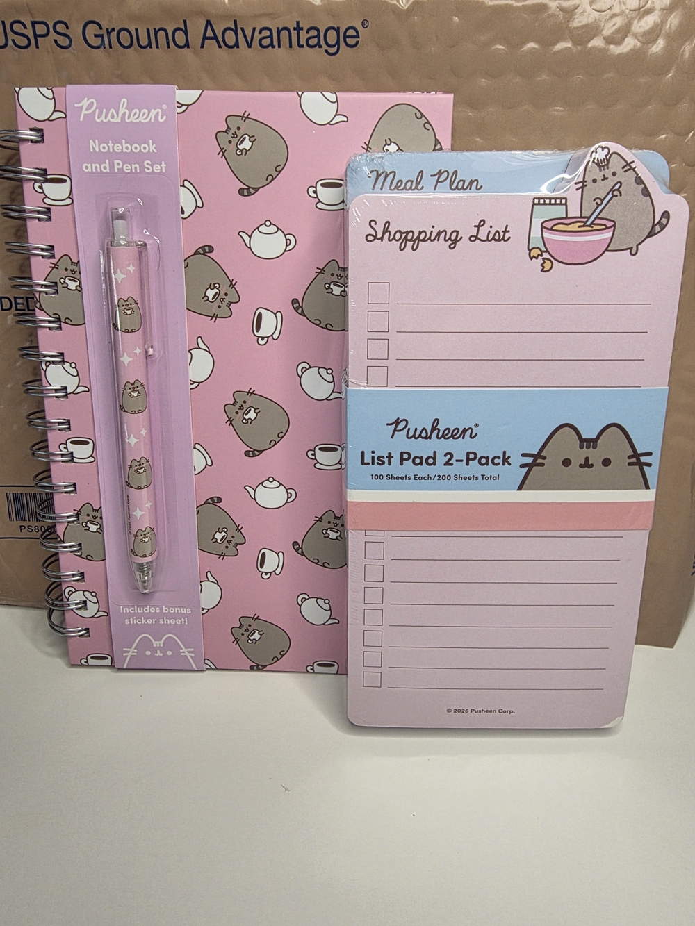 Pusheen Stationery Bundle: Notebook + Pen + Shopping List/Meal Pads